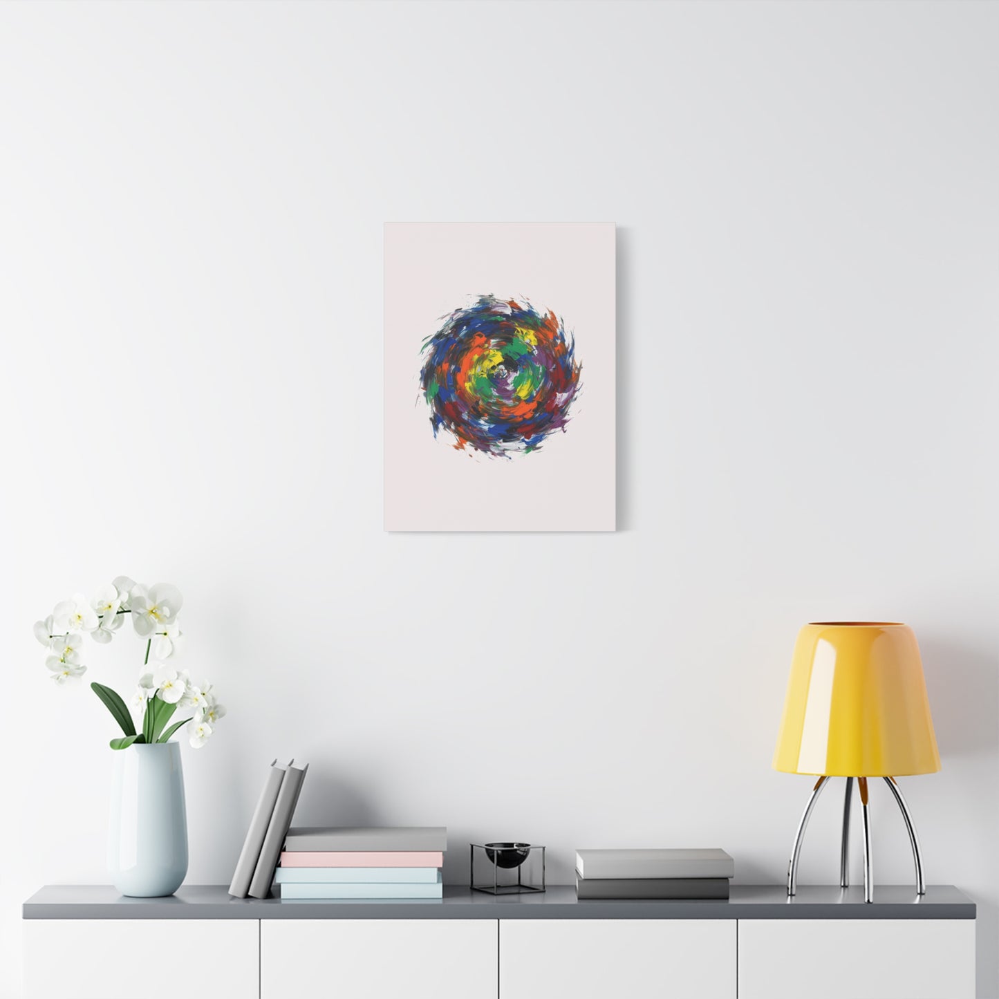 Abstract Color Swirl Canvas - Vibrant Circular Brushstroke Wall Art (Matte Stretched)