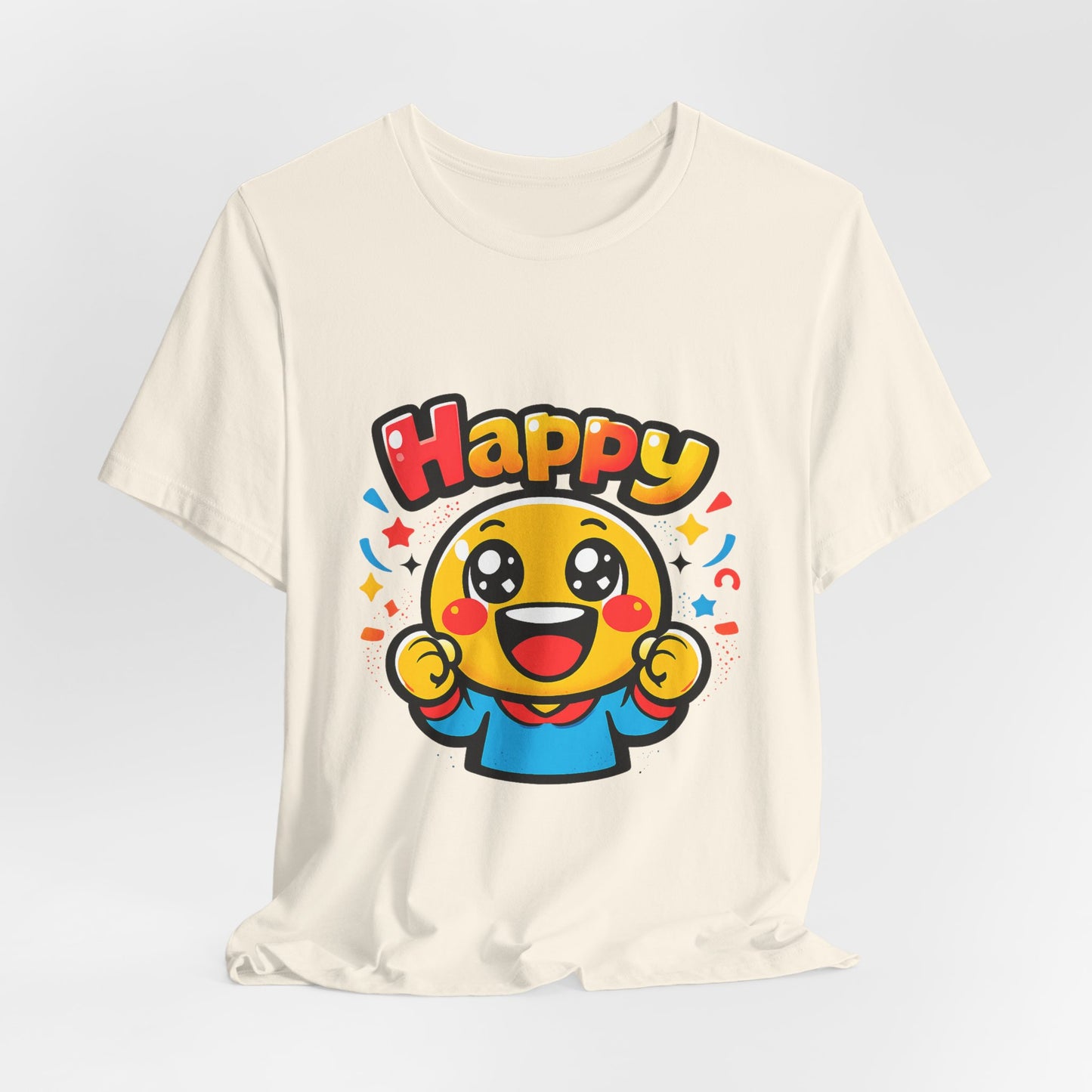 Happy Mood Face T-Shirt | kawaii minimal emoji cartoon, thick outline