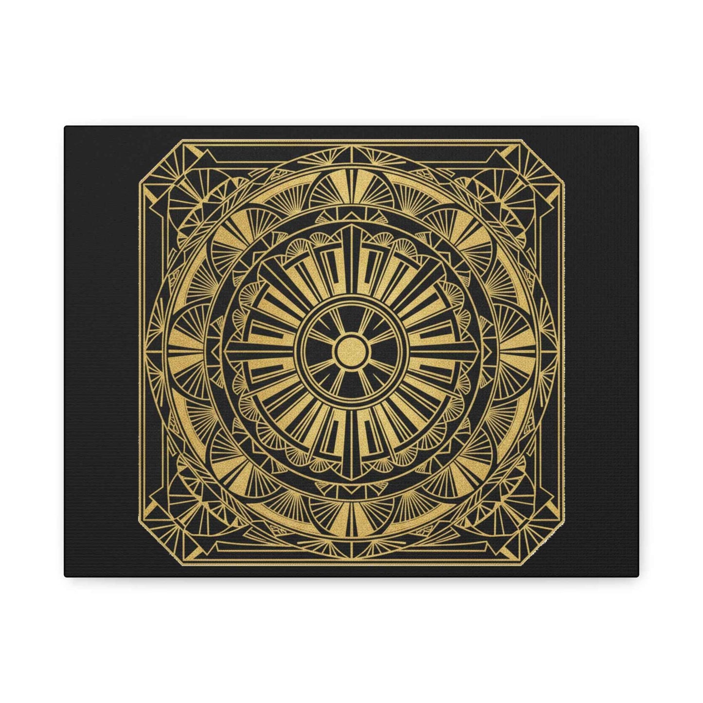 Gold Mandala Canvas Wall Art — Geometric Boho Matte Stretched Canvas