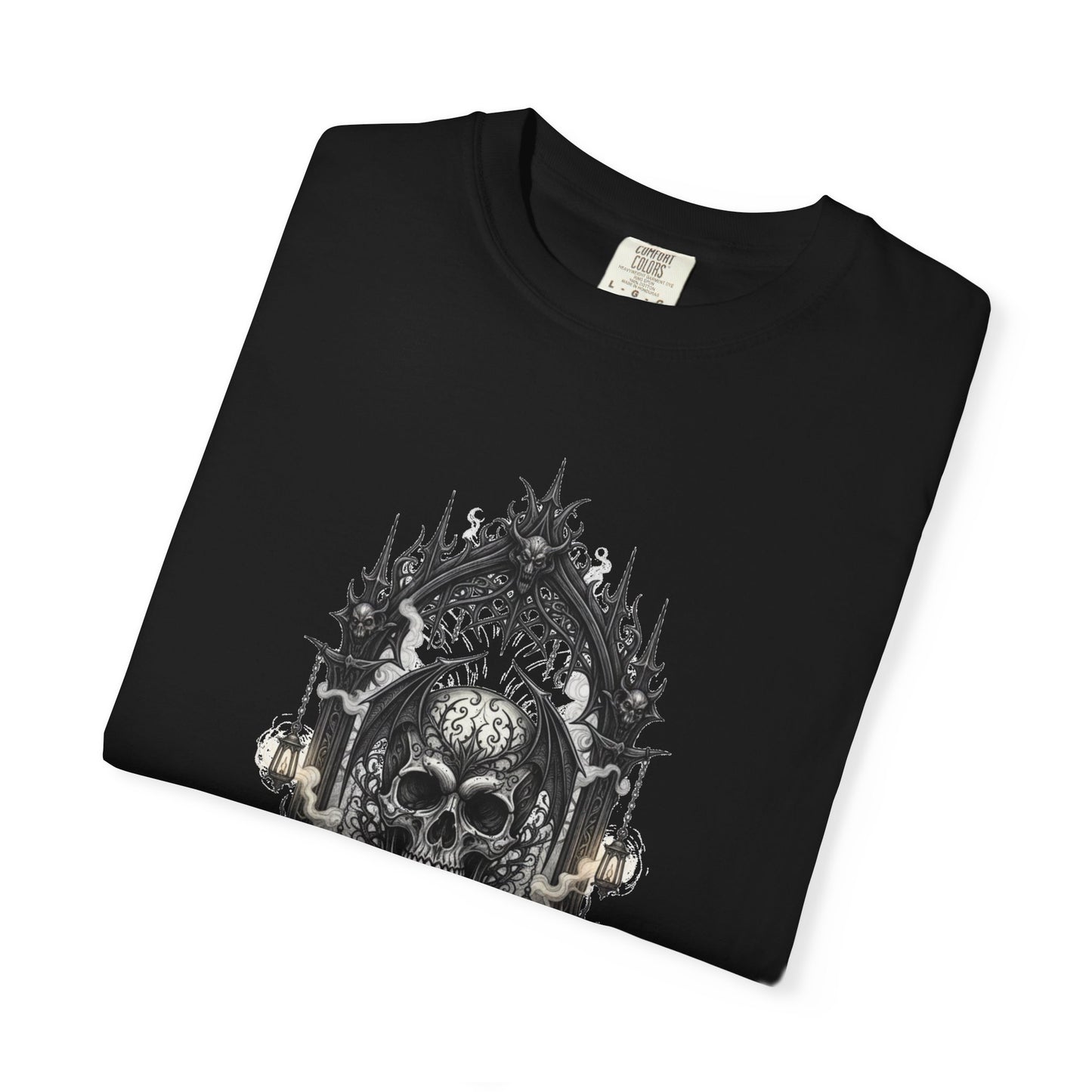 Skull Cathedral T-Shirt — Gothic Skull & Candle Graphic Tee