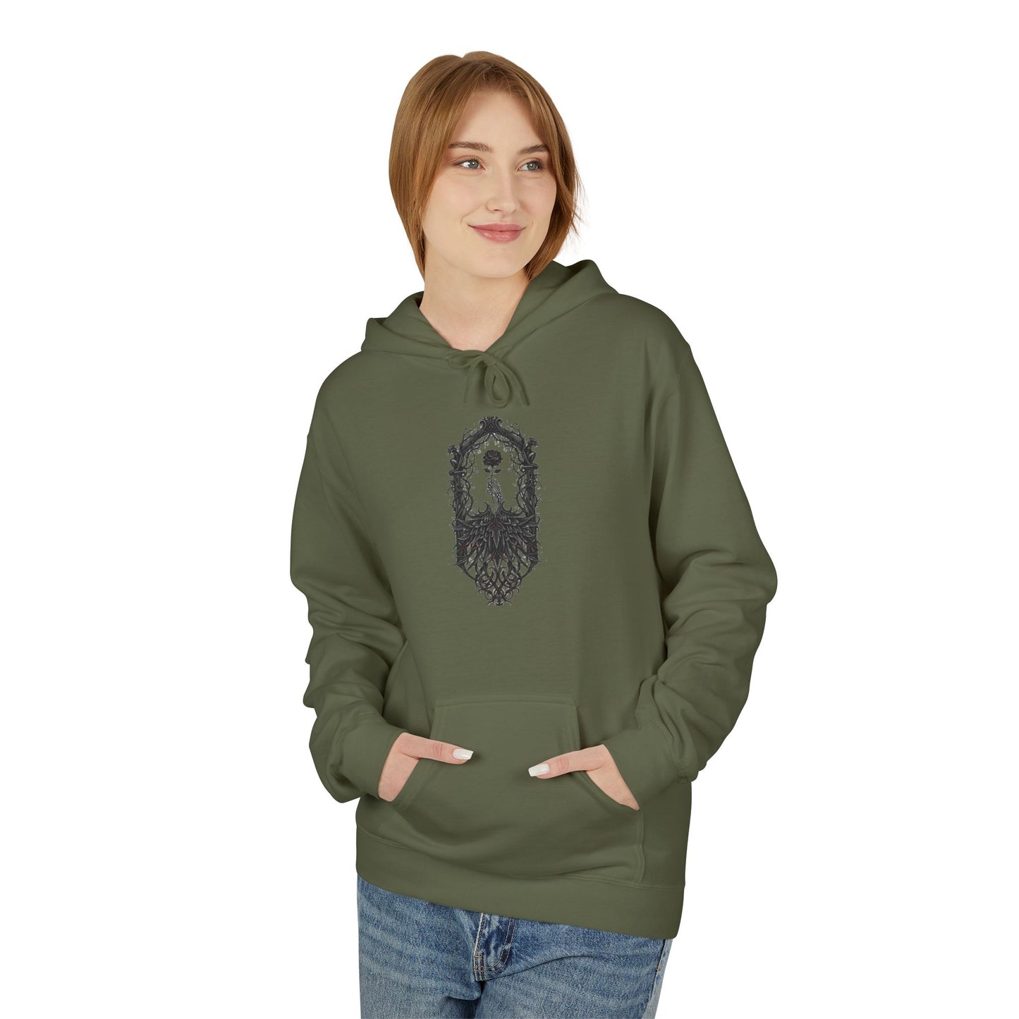 Wolf Crest Hoodie — Monochrome Forest Wolf Emblem