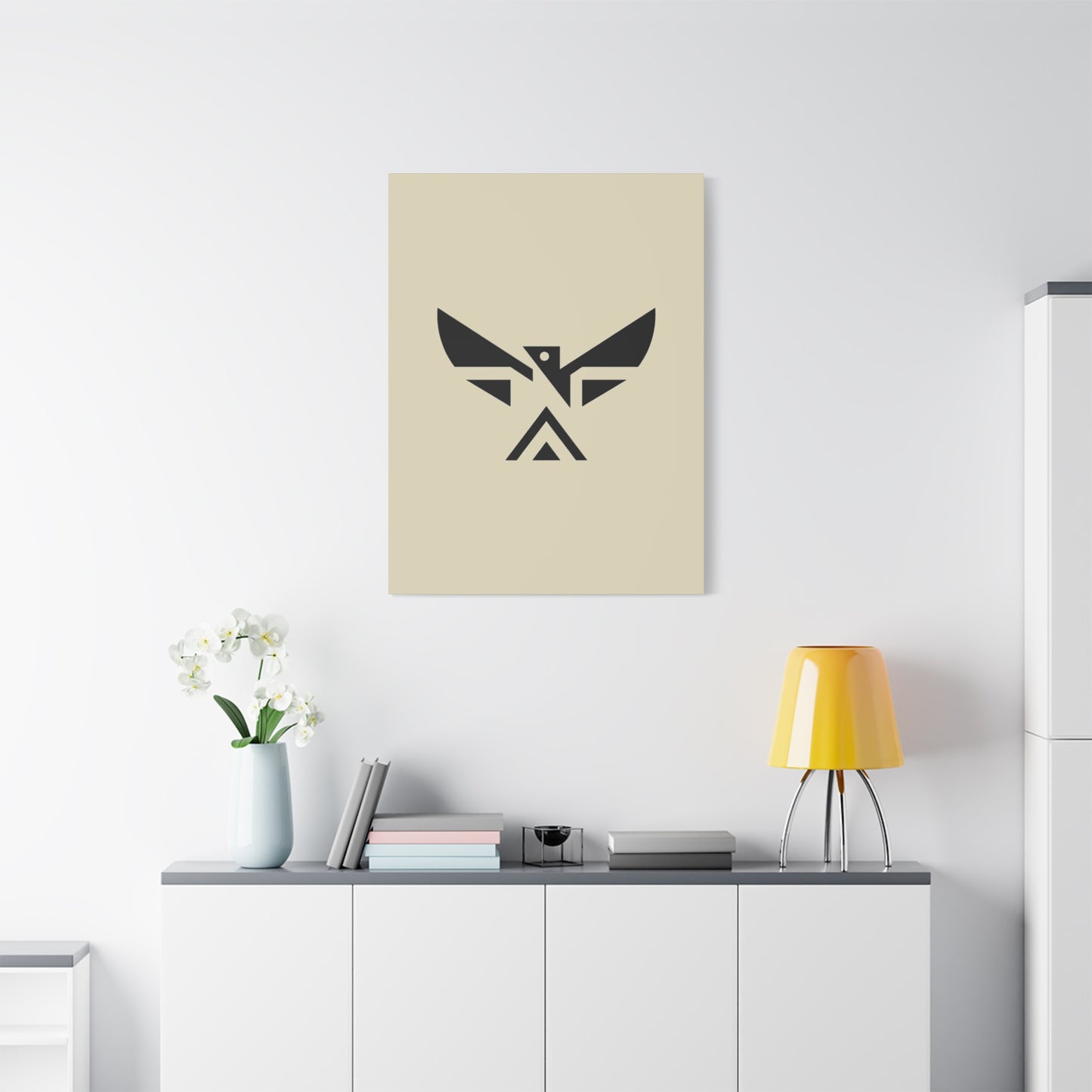 Minimalist Geometric Eagle Canvas Print — Modern Native-Inspired Wall Art