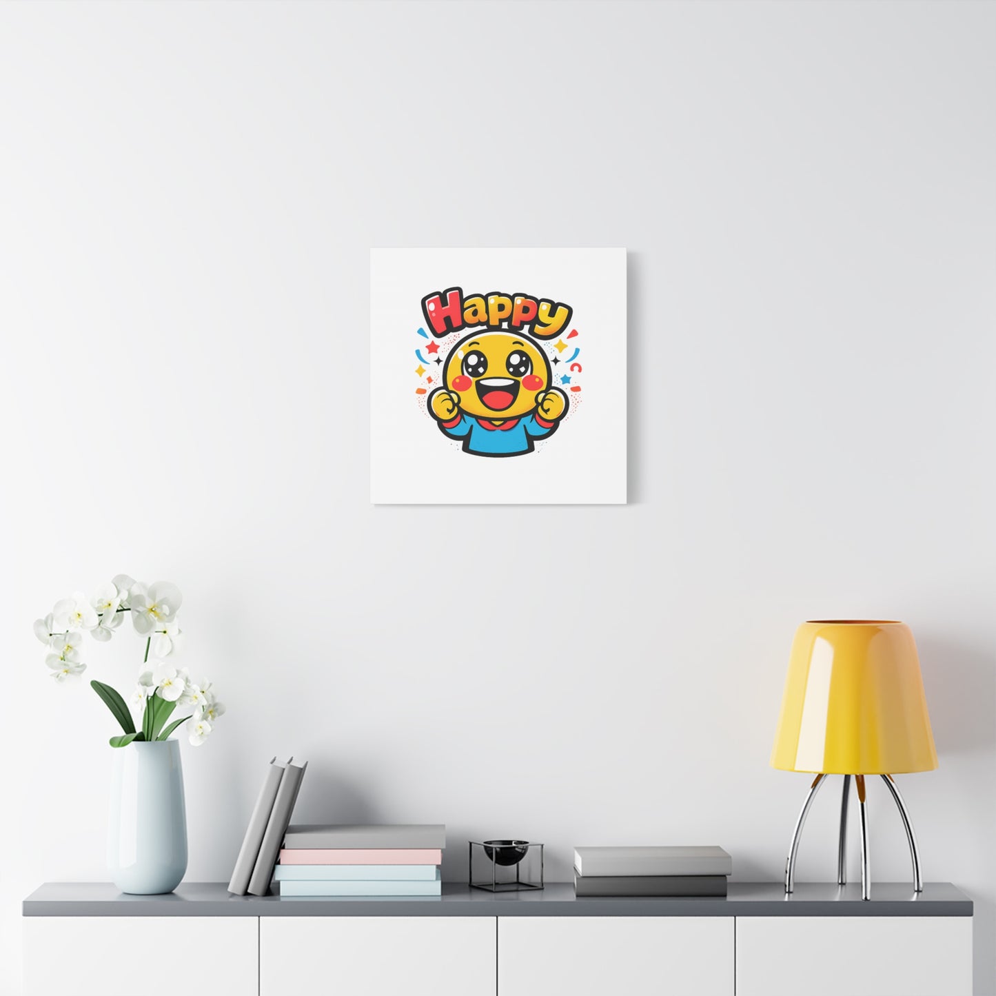 Happy Emoji Cartoon Canvas | Bold Cartoon, Thick Outline, Kawaii Minimal