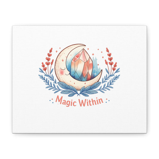 Magic Within Moon Crystal Canvas | witchcore, moon phase, crystals