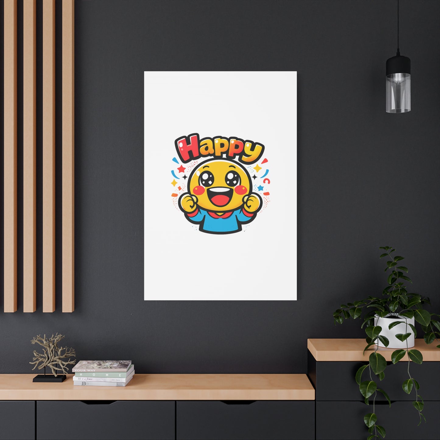 Happy Emoji Cartoon Canvas | Bold Cartoon, Thick Outline, Kawaii Minimal