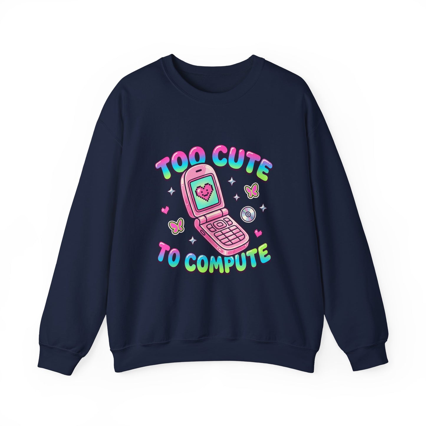 Too Cute To Compute Sweatshirt | Y2K aesthetic, 2000s retro internet graphic