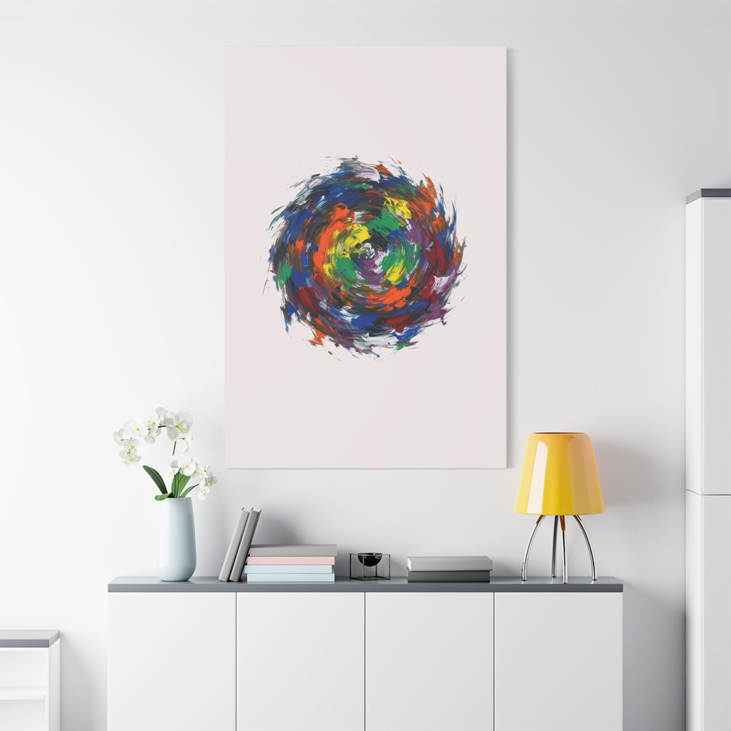Abstract Color Swirl Canvas - Vibrant Circular Brushstroke Wall Art (Matte Stretched)