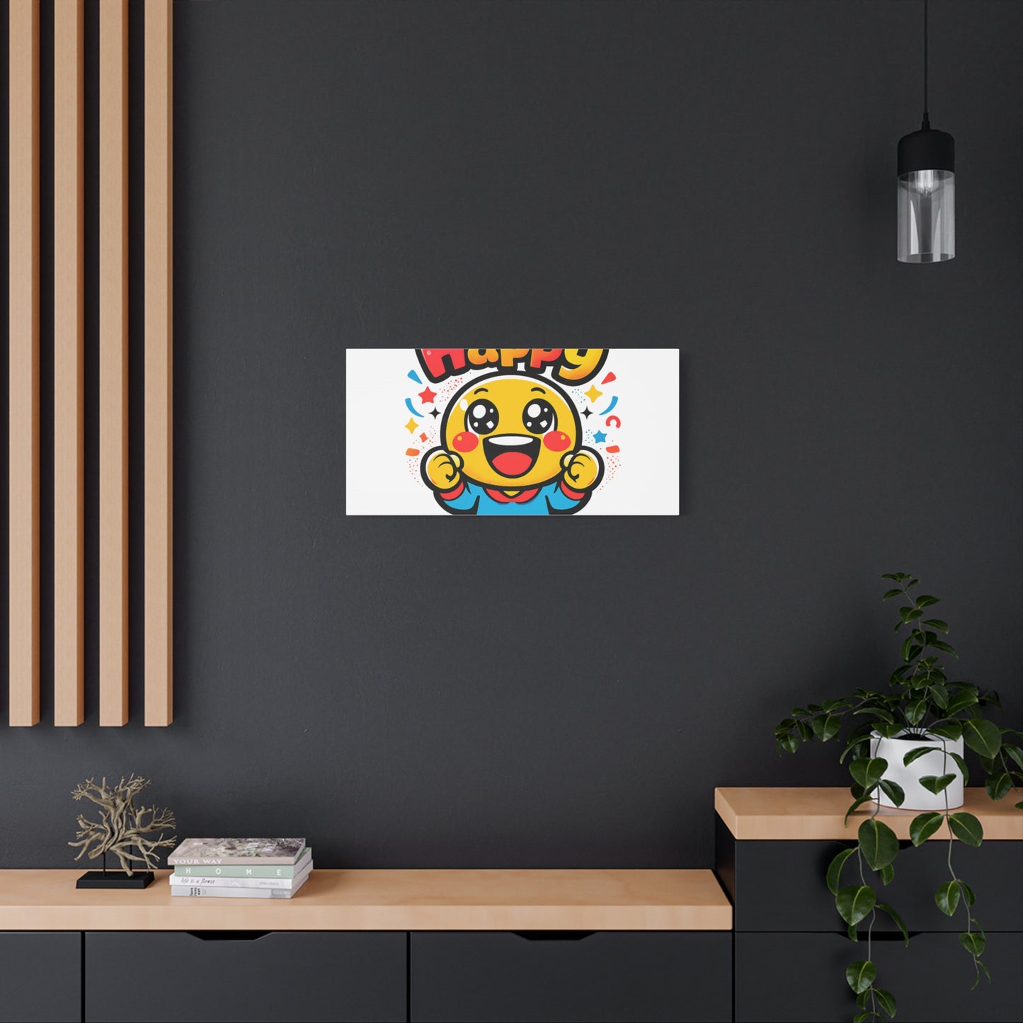 Happy Emoji Cartoon Canvas | Bold Cartoon, Thick Outline, Kawaii Minimal
