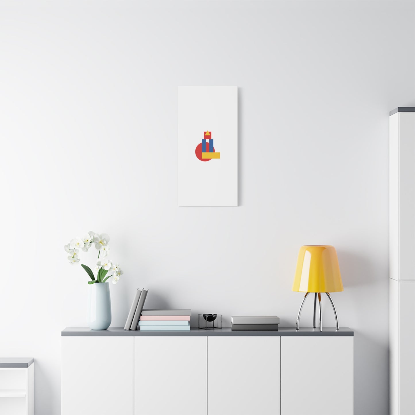 Abstract Geometric Shape Canvas Print — Minimalist Primary Color Wall Art