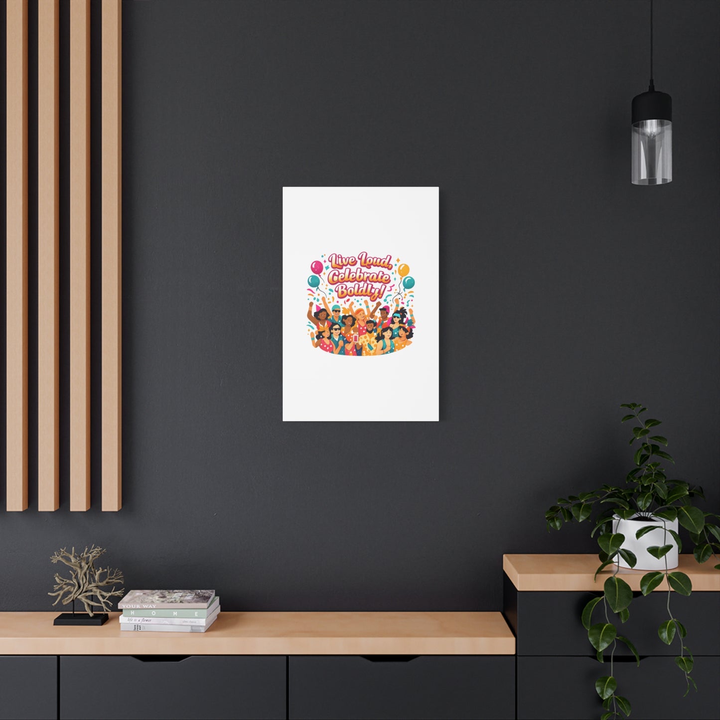 Live Loud Celebrate Boldly Canvas | Carnival Fiesta Confetti, Neon brights