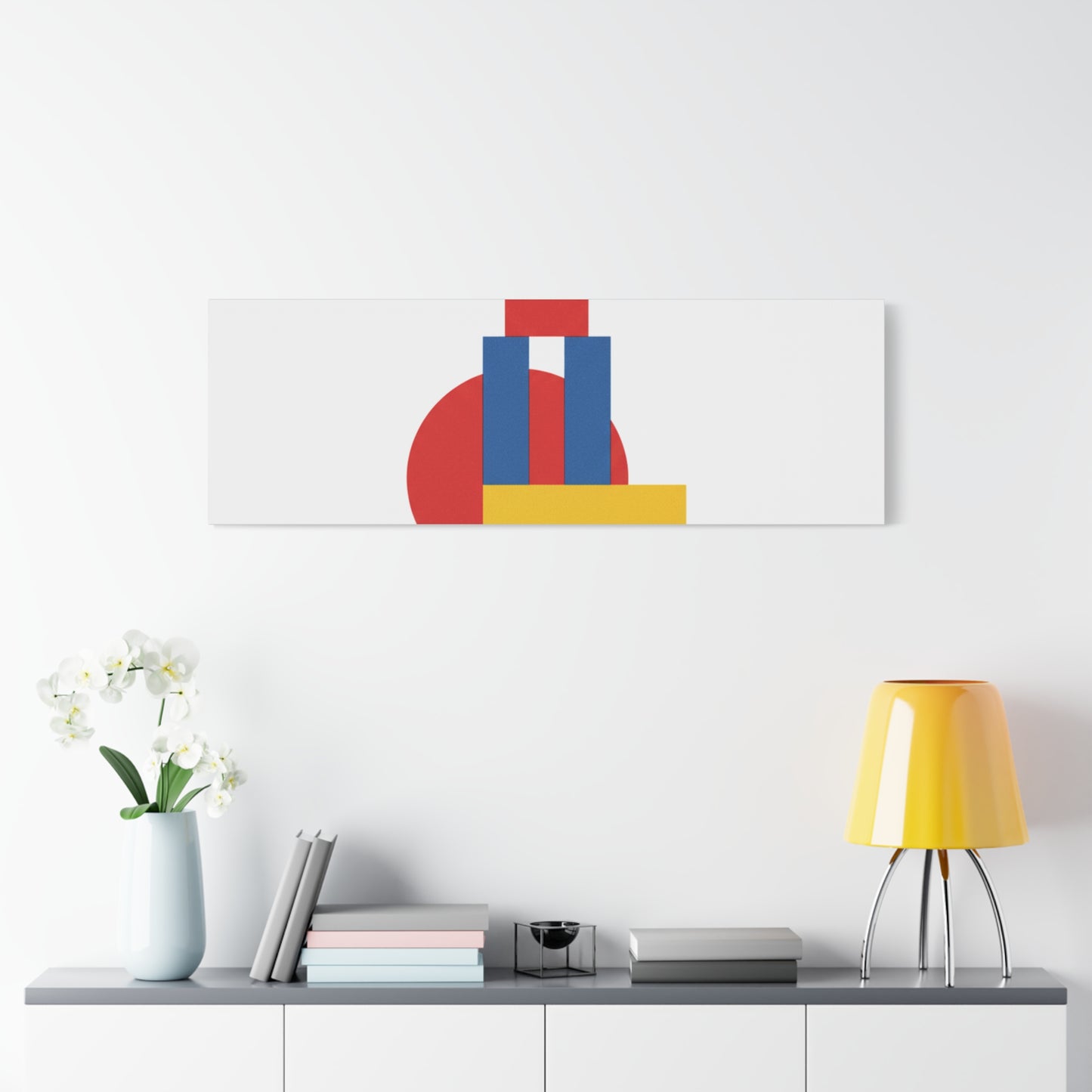 Abstract Geometric Shape Canvas Print — Minimalist Primary Color Wall Art