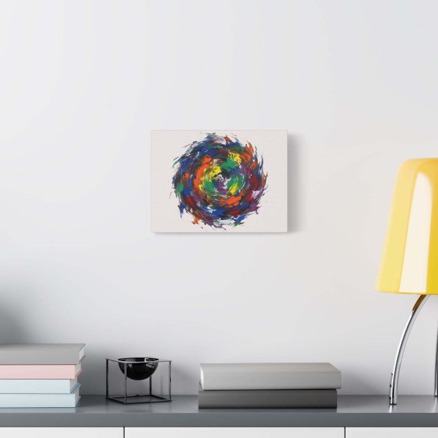 Abstract Color Swirl Canvas - Vibrant Circular Brushstroke Wall Art (Matte Stretched)
