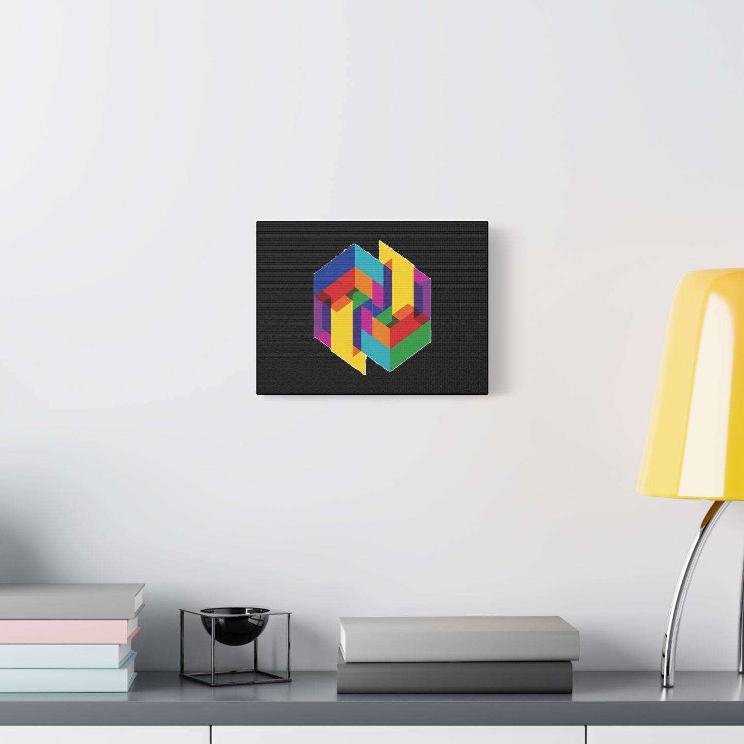 Colorful Geometric Cube Canvas Print — Modern Abstract Wall Art