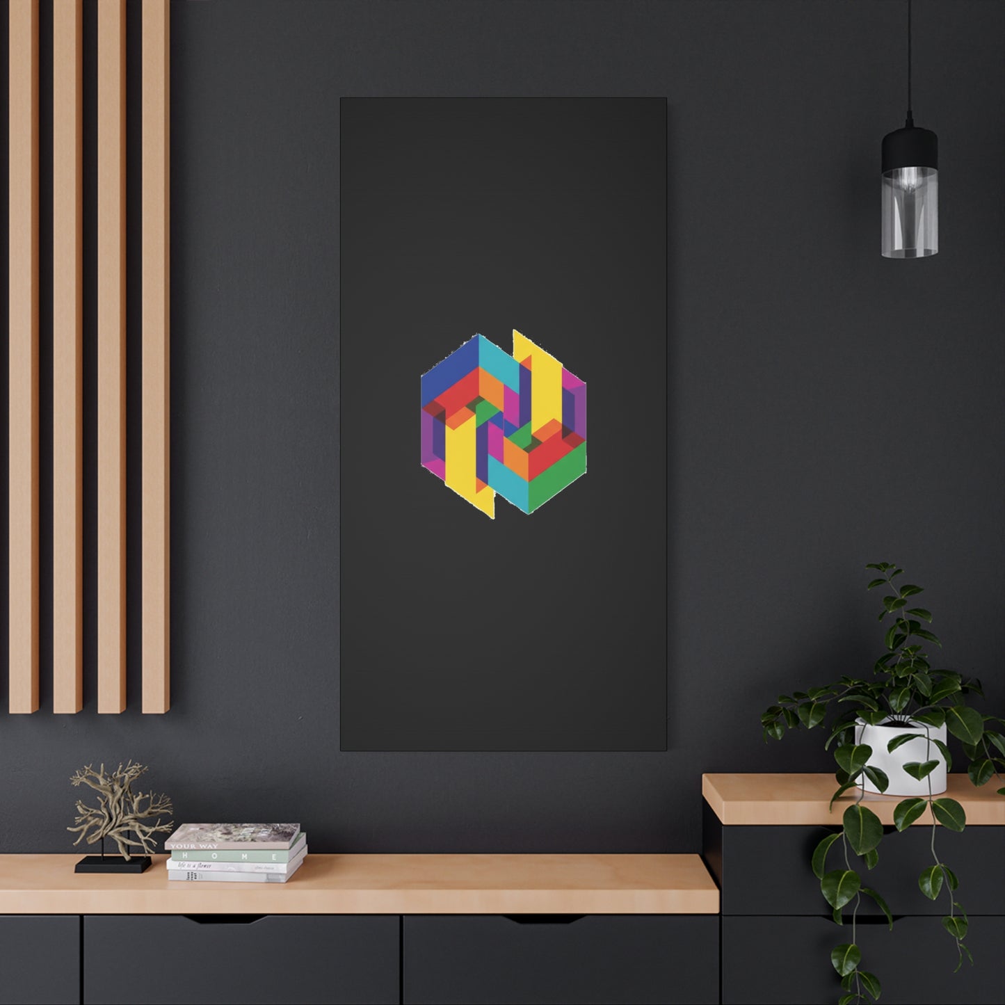 Colorful Geometric Cube Canvas Print — Modern Abstract Wall Art