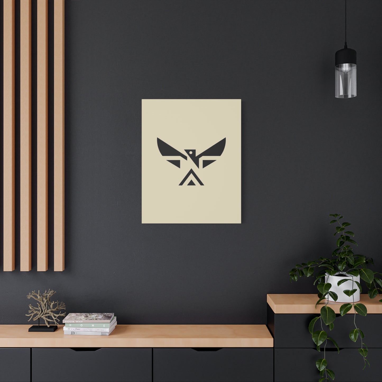 Minimalist Geometric Eagle Canvas Print — Modern Native-Inspired Wall Art