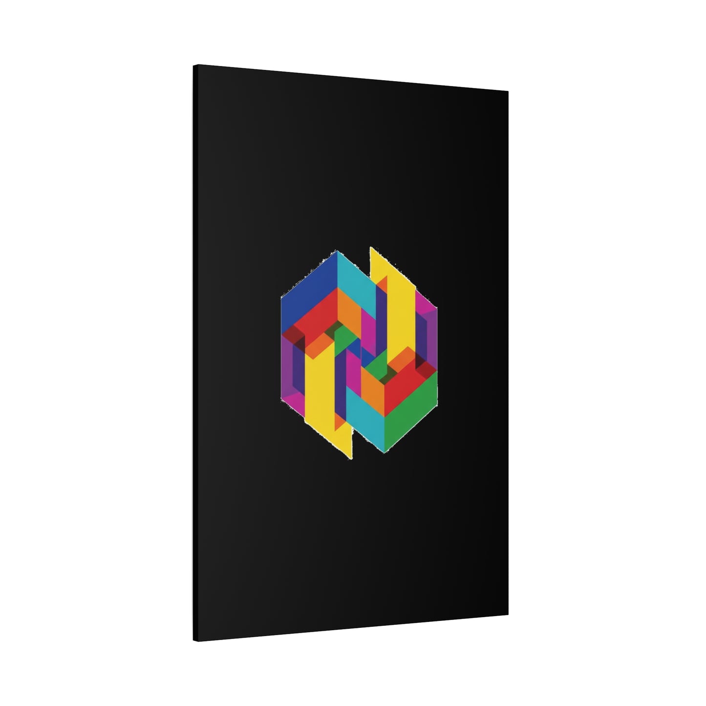 Colorful Geometric Cube Canvas Print — Modern Abstract Wall Art