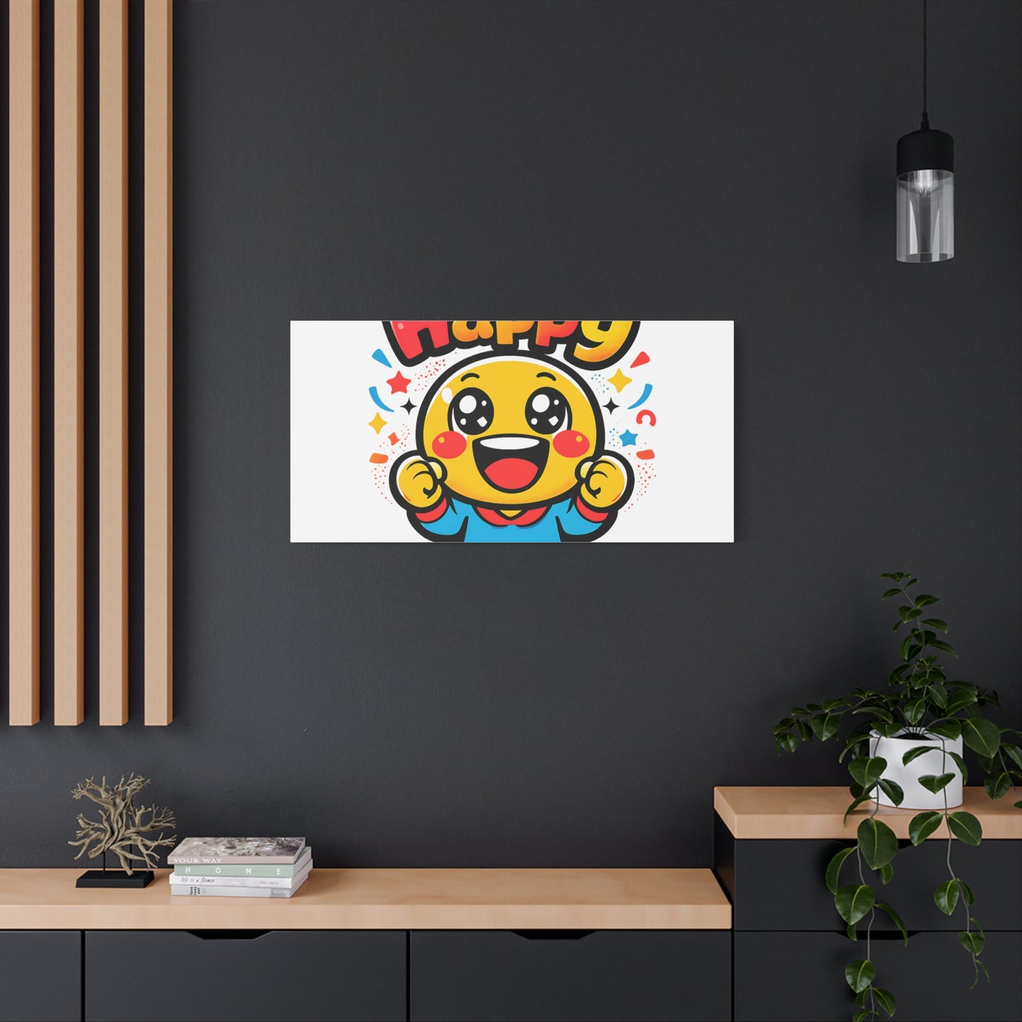 Happy Emoji Cartoon Canvas | Bold Cartoon, Thick Outline, Kawaii Minimal