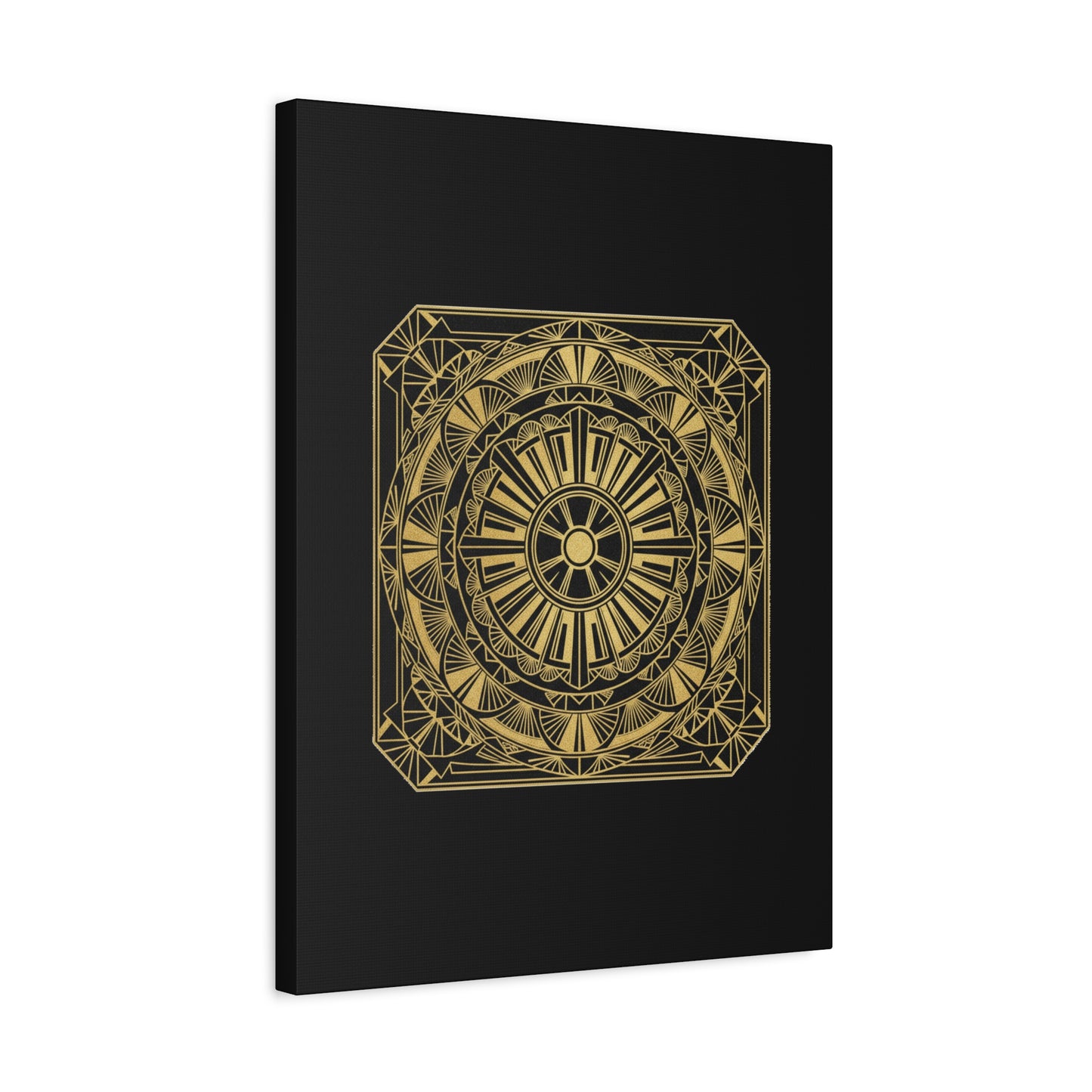 Gold Mandala Canvas Wall Art — Geometric Boho Matte Stretched Canvas