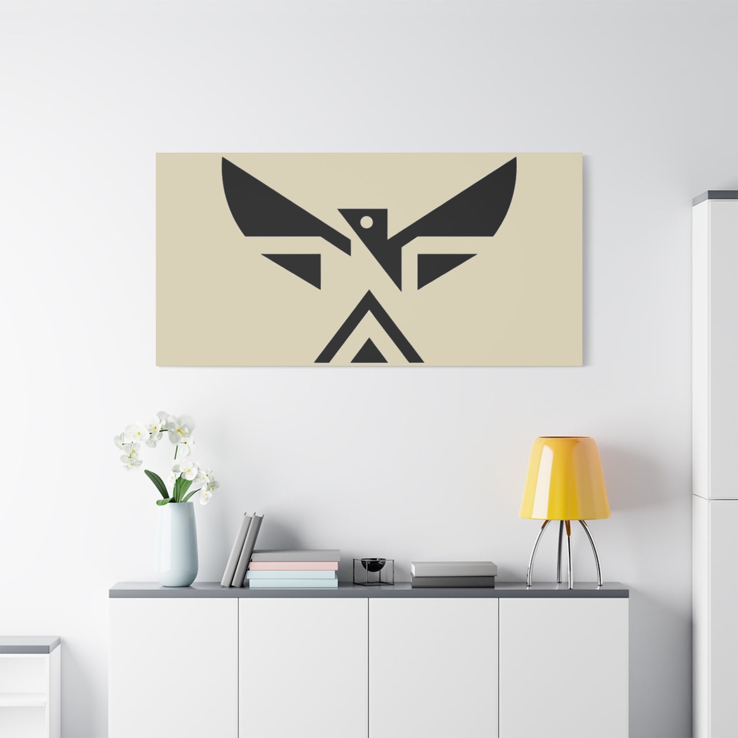 Minimalist Geometric Eagle Canvas Print — Modern Native-Inspired Wall Art