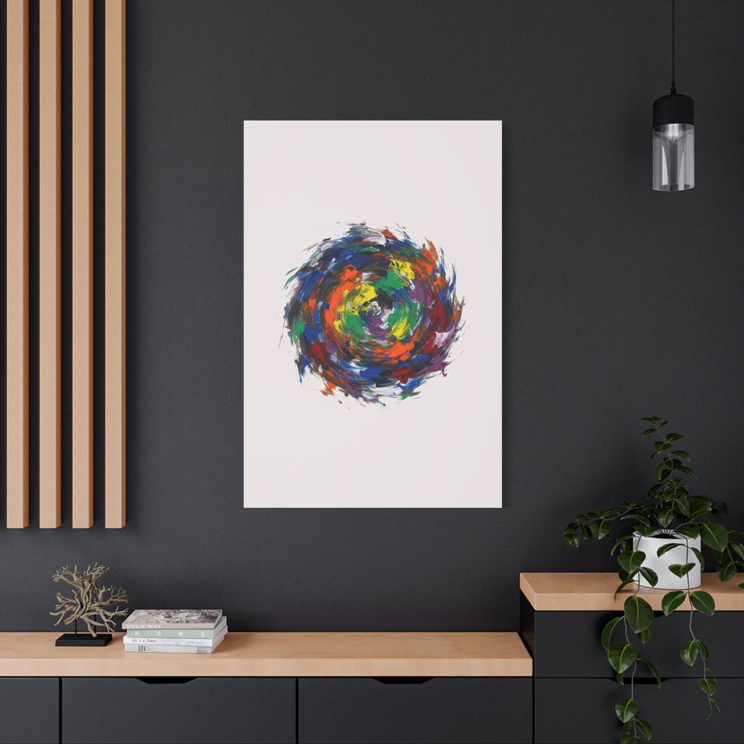 Abstract Color Swirl Canvas - Vibrant Circular Brushstroke Wall Art (Matte Stretched)