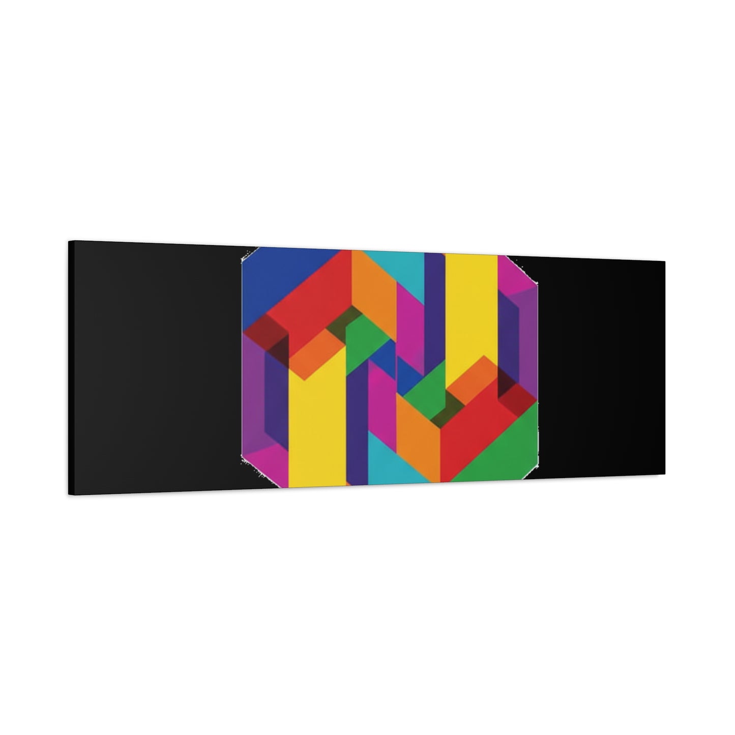 Colorful Geometric Cube Canvas Print — Modern Abstract Wall Art