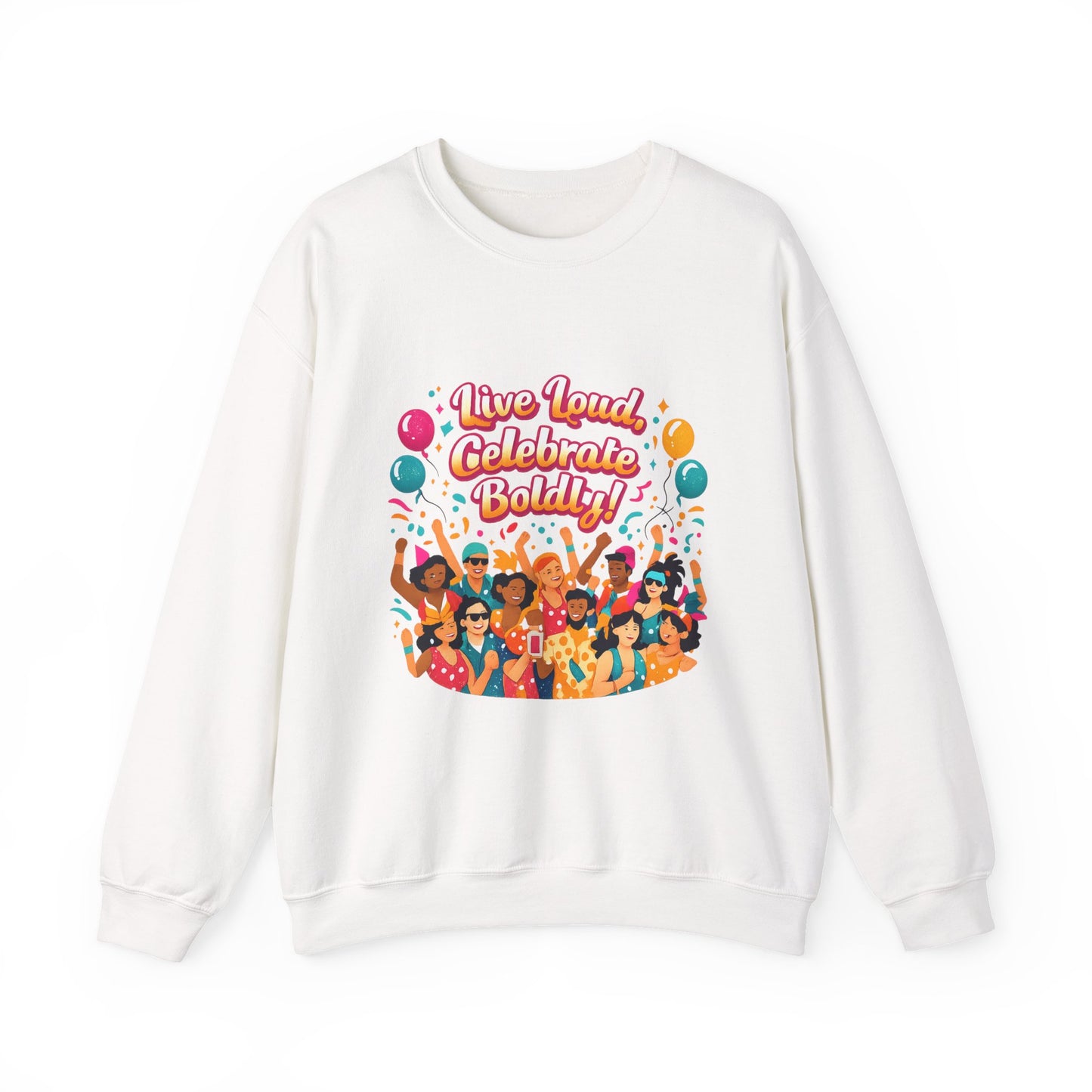 Celebrate Boldly Sweatshirt | carnival confetti colorblocked neon brights