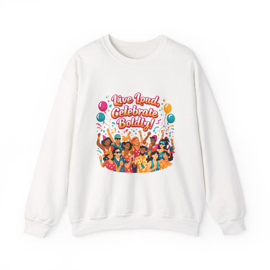 Celebrate Boldly Sweatshirt | carnival confetti colorblocked neon brights