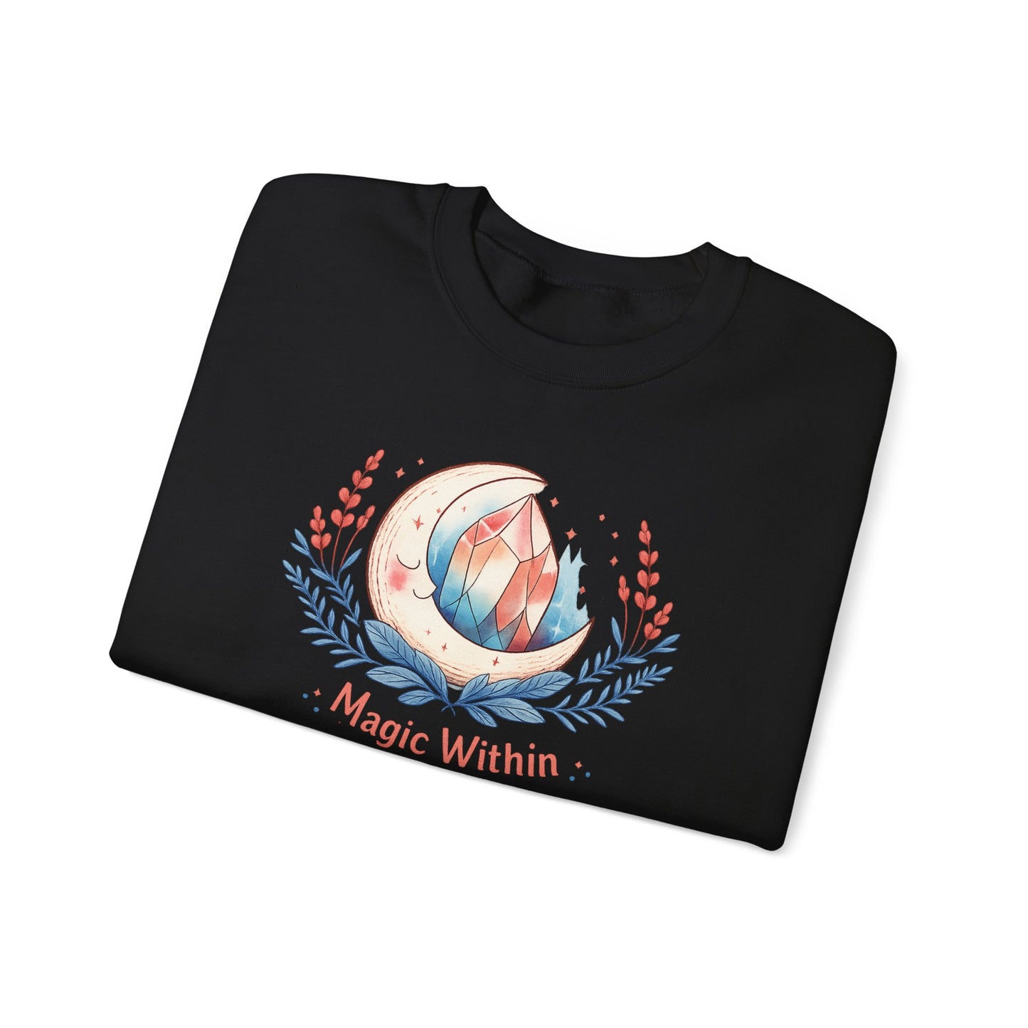 Magic Within crystal wreath Sweatshirt | witchcore, moon phase, crystals