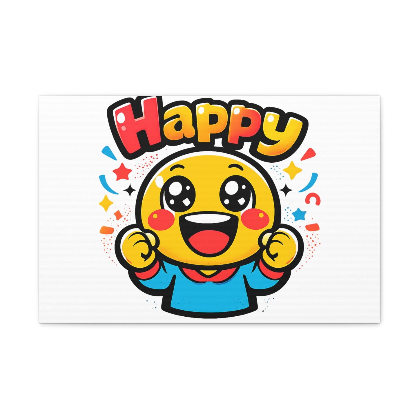 Happy Emoji Cartoon Canvas | Bold Cartoon, Thick Outline, Kawaii Minimal