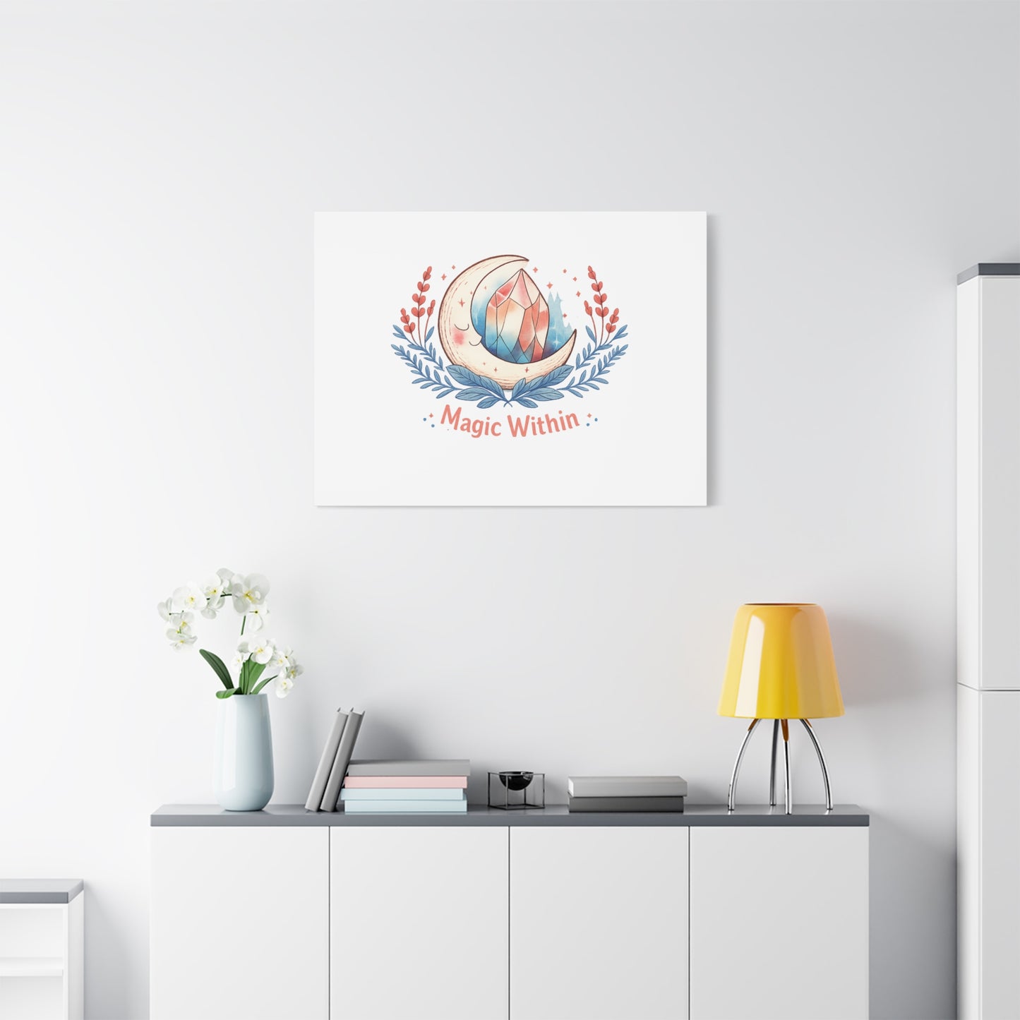 Magic Within Moon Crystal Canvas | witchcore, moon phase, crystals
