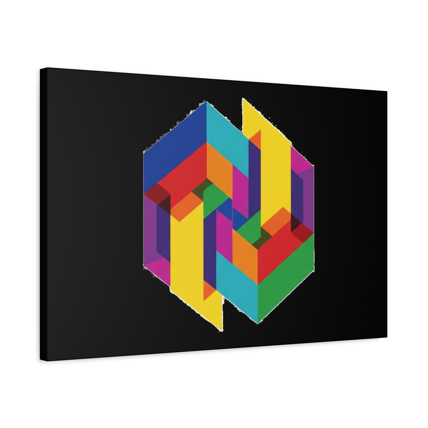 Colorful Geometric Cube Canvas Print — Modern Abstract Wall Art