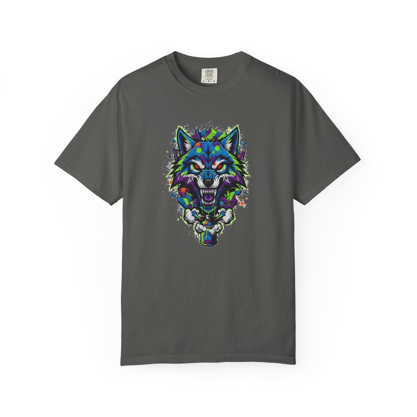 Colorful Geometric Wolf T-Shirt — Vibrant Tribal Wolf Graphic Tee