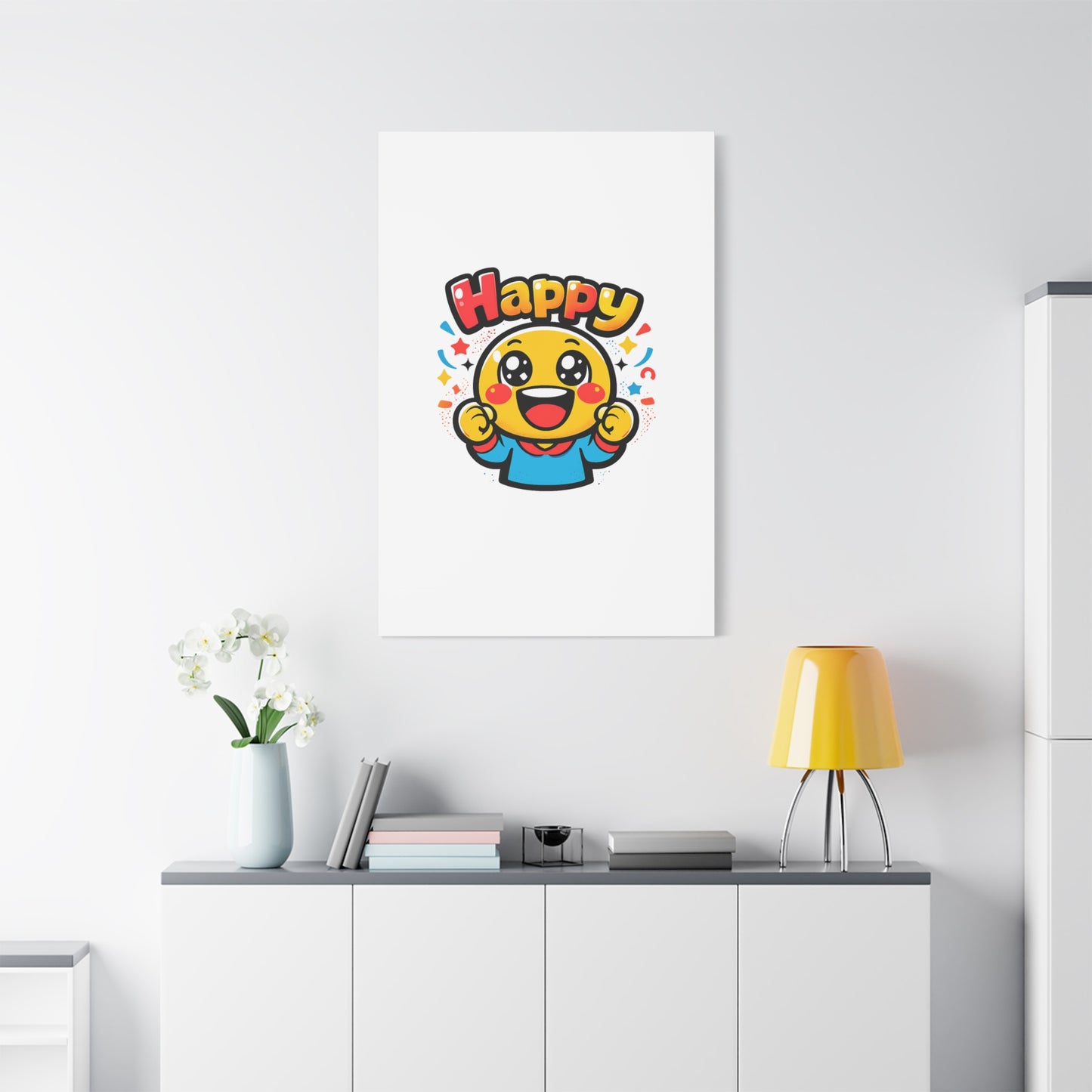 Happy Emoji Cartoon Canvas | Bold Cartoon, Thick Outline, Kawaii Minimal