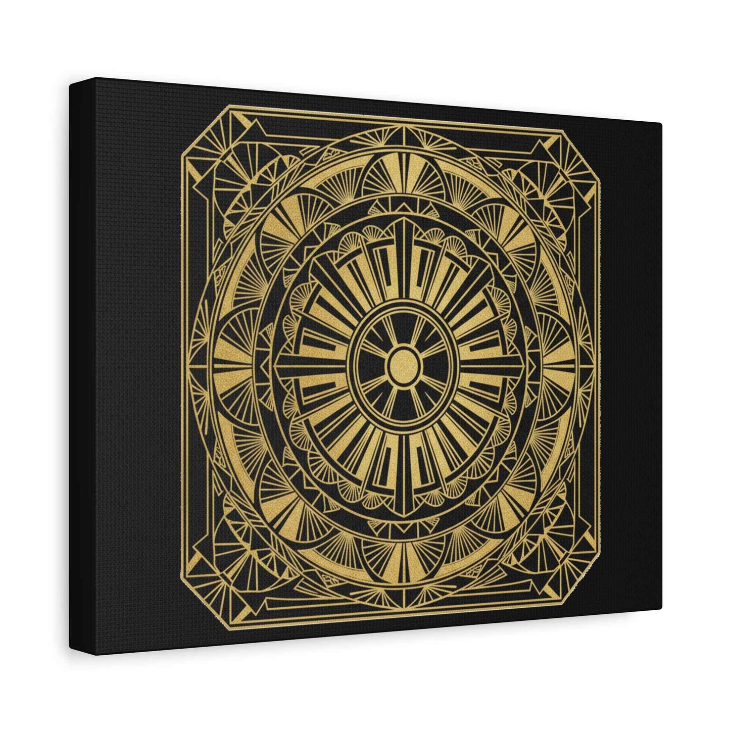 Gold Mandala Canvas Wall Art — Geometric Boho Matte Stretched Canvas