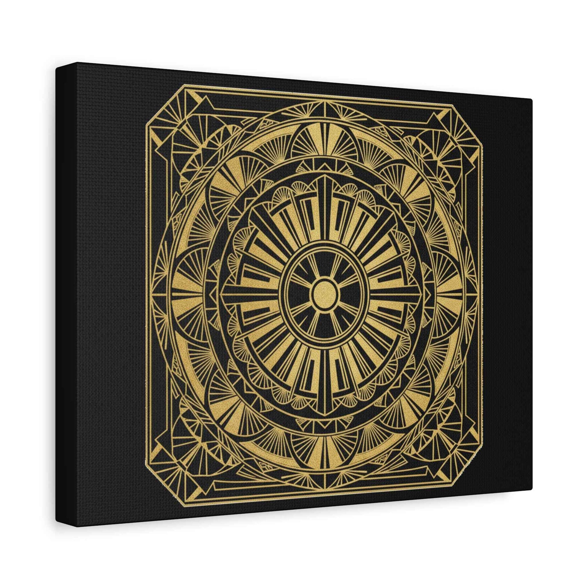 Gold Mandala Canvas Wall Art — Geometric Boho Matte Stretched Canvas