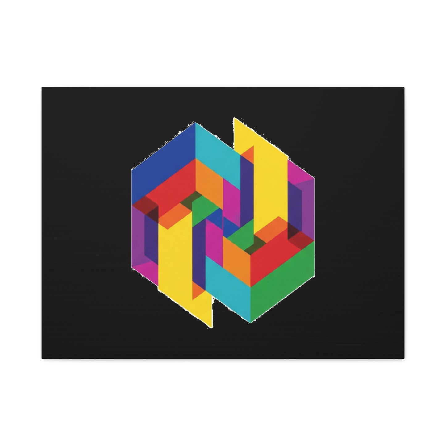 Colorful Geometric Cube Canvas Print — Modern Abstract Wall Art