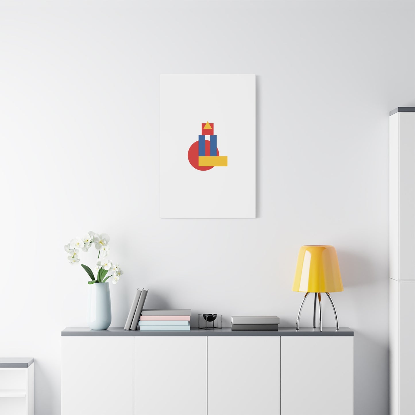 Abstract Geometric Shape Canvas Print — Minimalist Primary Color Wall Art