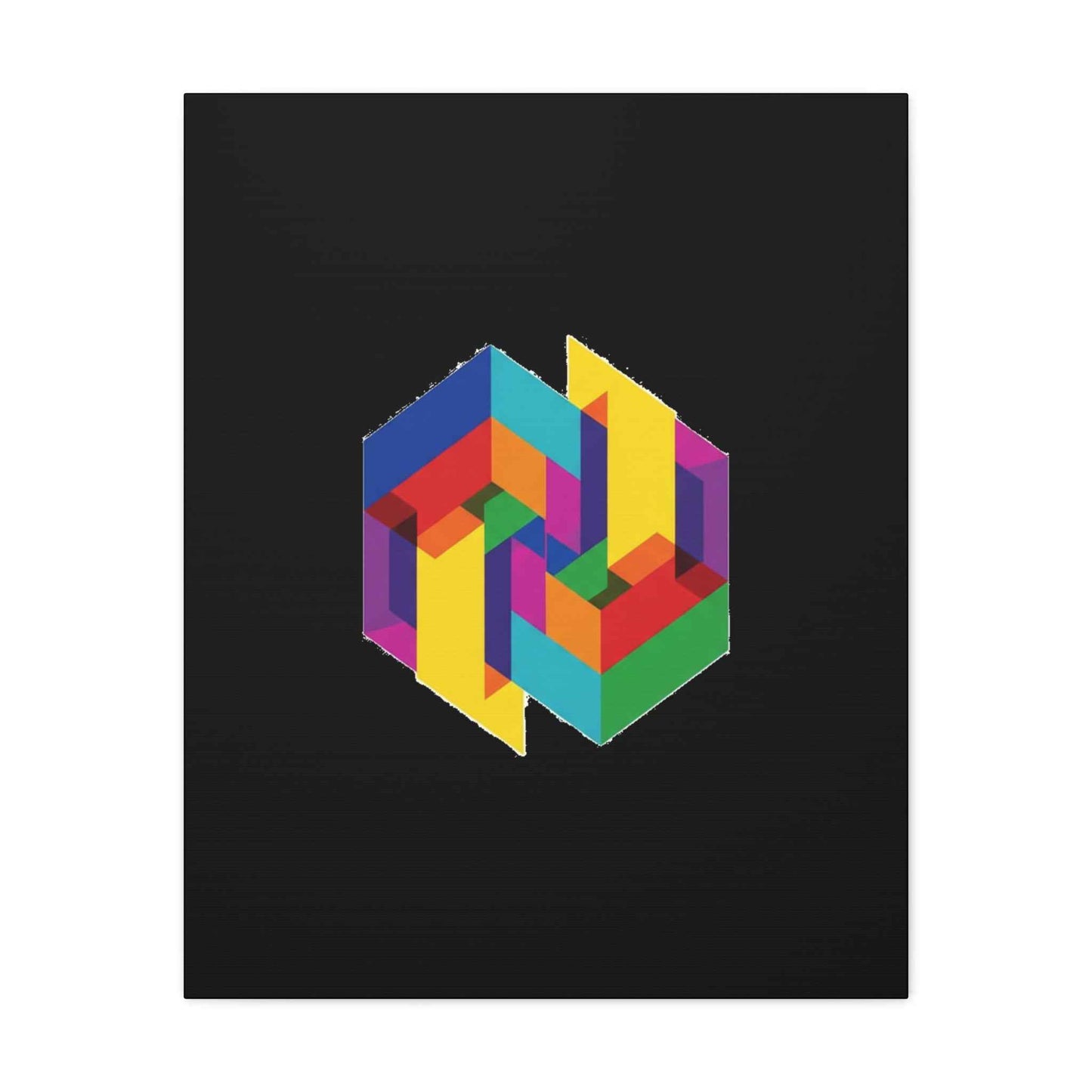 Colorful Geometric Cube Canvas Print — Modern Abstract Wall Art