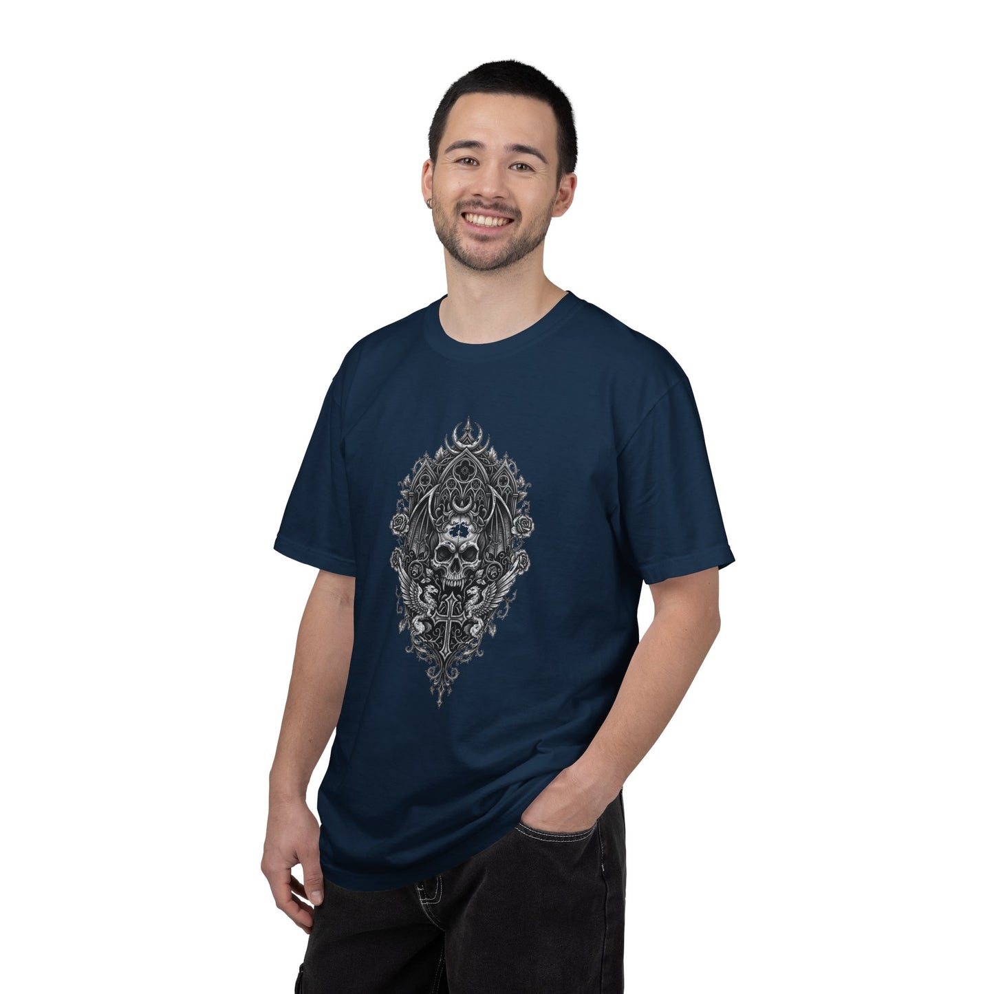 Skull & Cross Key Gothic T-Shirt — Ornate Dark Art Graphic Tee