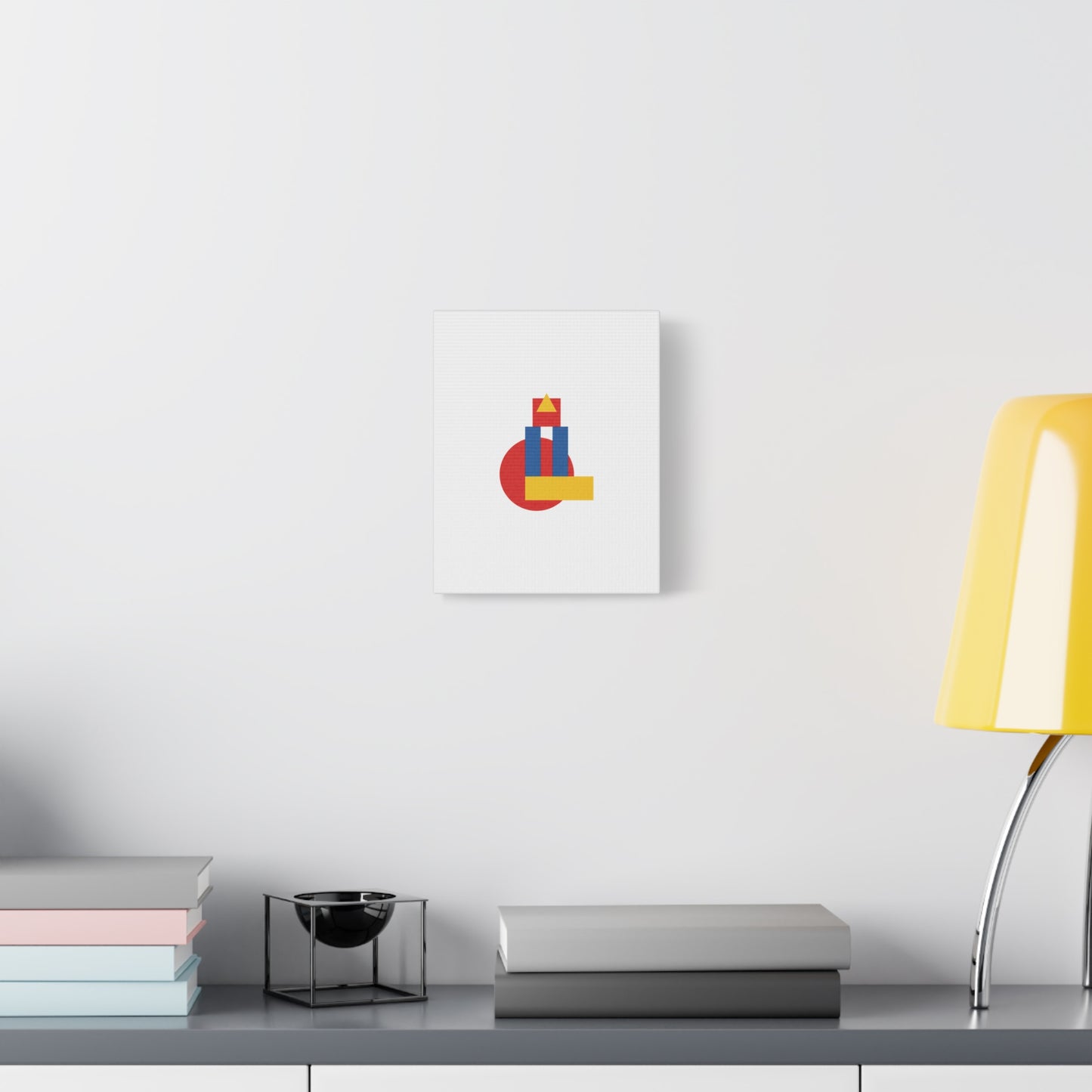 Abstract Geometric Shape Canvas Print — Minimalist Primary Color Wall Art