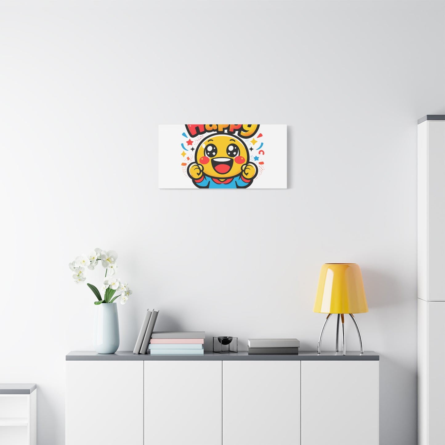 Happy Emoji Cartoon Canvas | Bold Cartoon, Thick Outline, Kawaii Minimal
