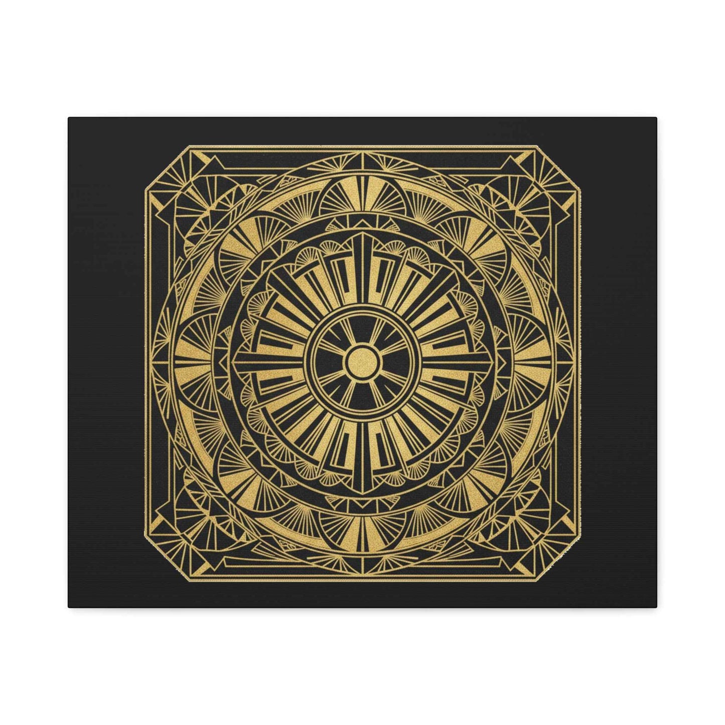 Gold Mandala Canvas Wall Art — Geometric Boho Matte Stretched Canvas