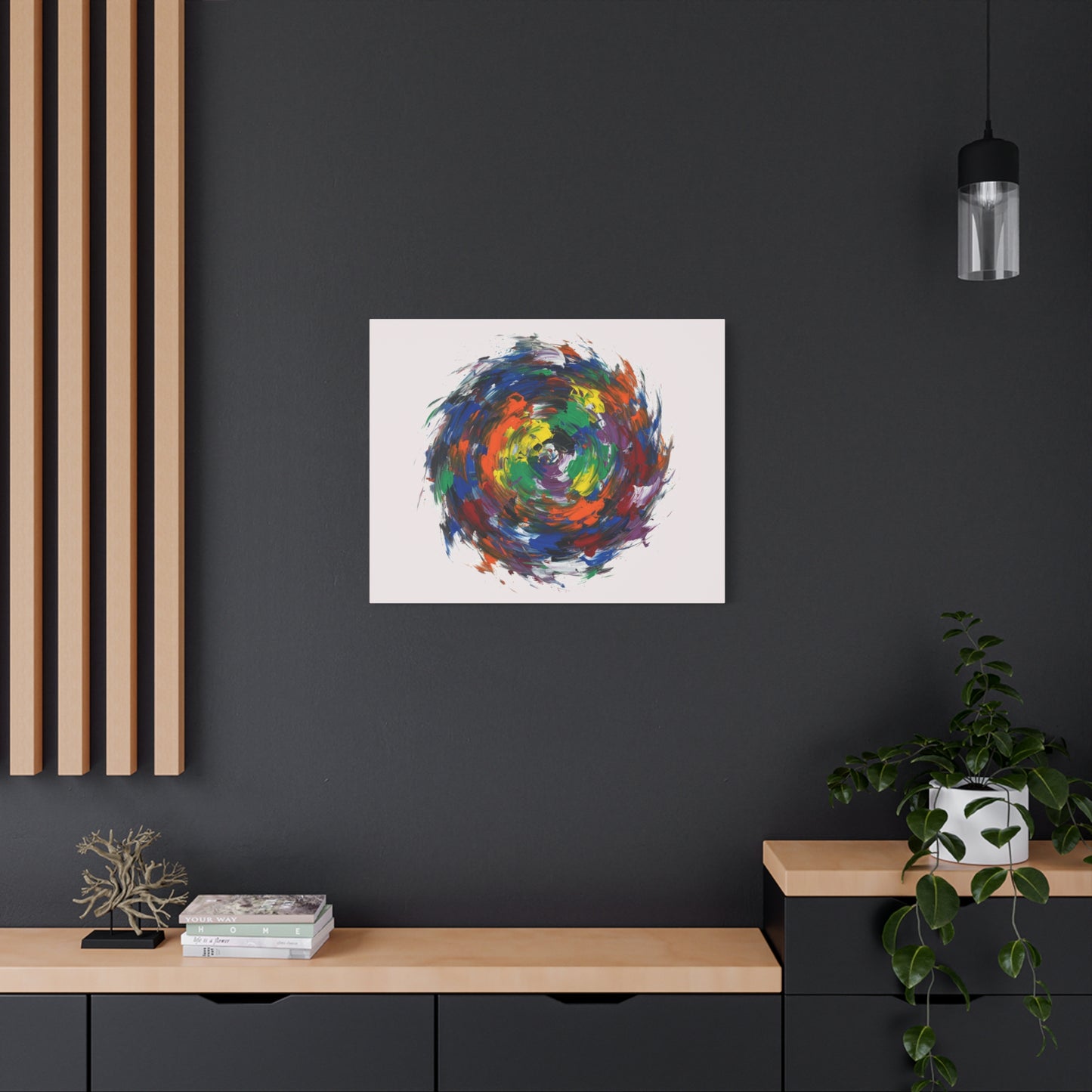 Abstract Color Swirl Canvas - Vibrant Circular Brushstroke Wall Art (Matte Stretched)