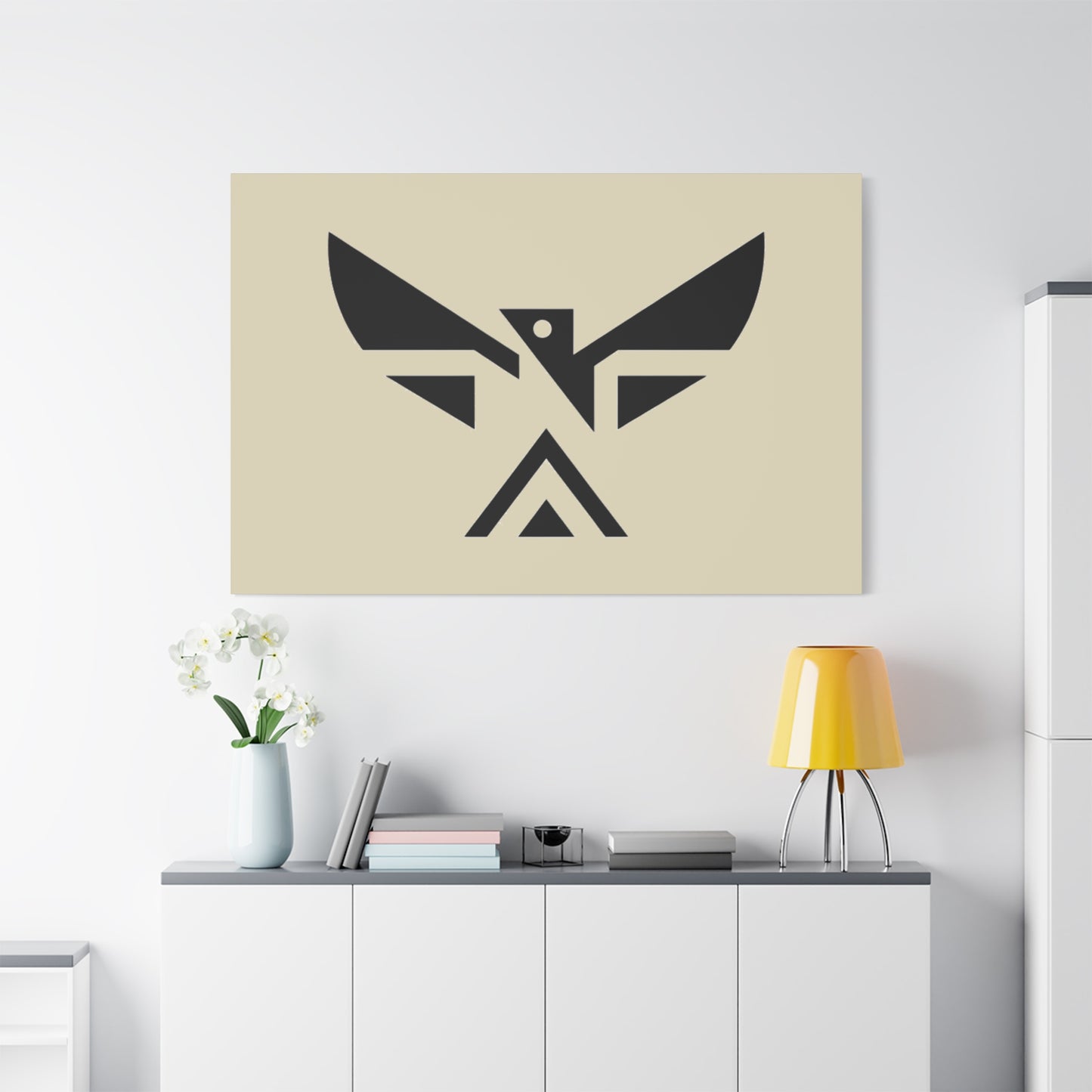 Minimalist Geometric Eagle Canvas Print — Modern Native-Inspired Wall Art