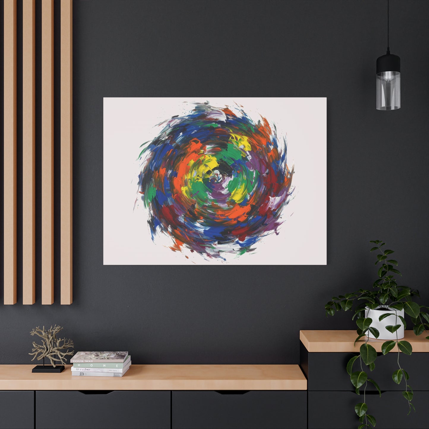 Abstract Color Swirl Canvas - Vibrant Circular Brushstroke Wall Art (Matte Stretched)