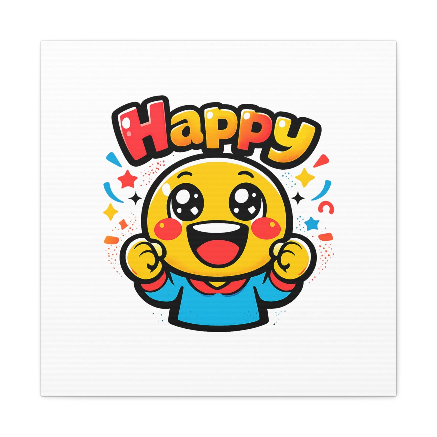 Happy Emoji Cartoon Canvas | Bold Cartoon, Thick Outline, Kawaii Minimal