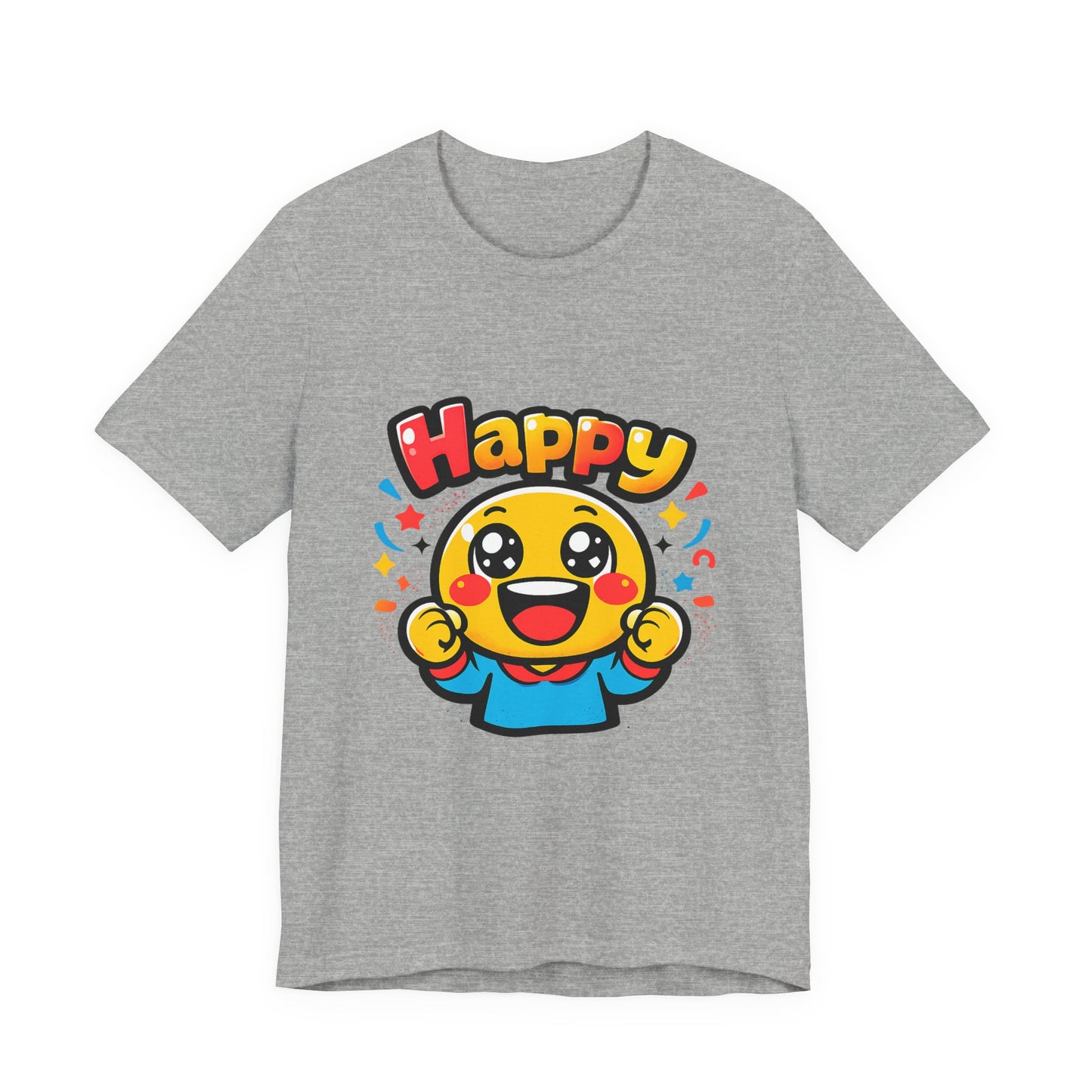 Happy Mood Face T-Shirt | kawaii minimal emoji cartoon, thick outline