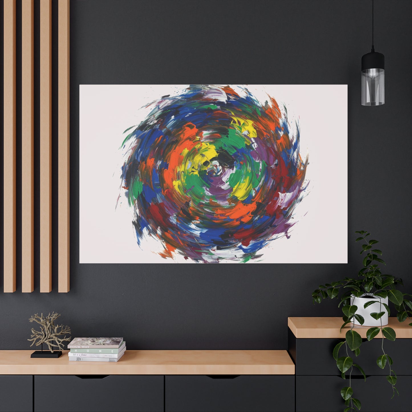 Abstract Color Swirl Canvas - Vibrant Circular Brushstroke Wall Art (Matte Stretched)