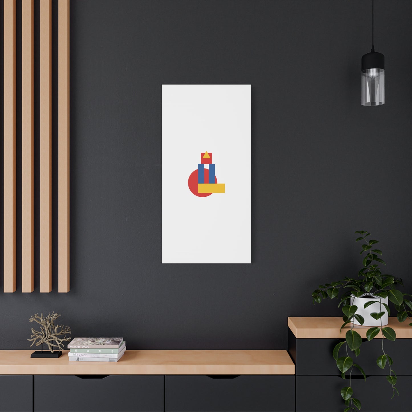 Abstract Geometric Shape Canvas Print — Minimalist Primary Color Wall Art