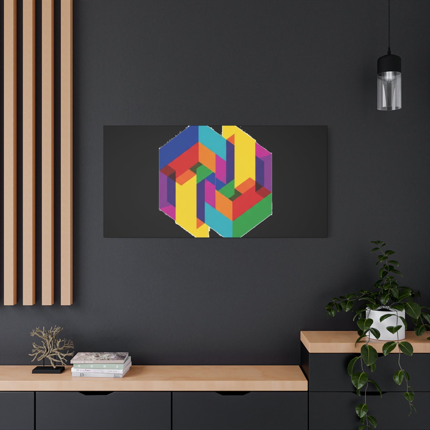Colorful Geometric Cube Canvas Print — Modern Abstract Wall Art